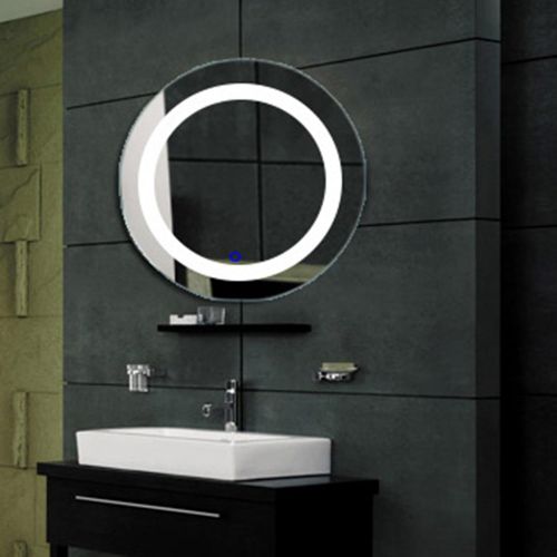  Fab Glass and Mirror FGM-L-W04 Modern Bathroom Lighted Vanity Round Shape Wall Mounted Mirror, LED cabinets, 23