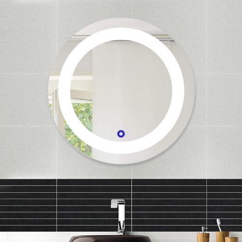  Fab Glass and Mirror FGM-L-W04 Modern Bathroom Lighted Vanity Round Shape Wall Mounted Mirror, LED cabinets, 23