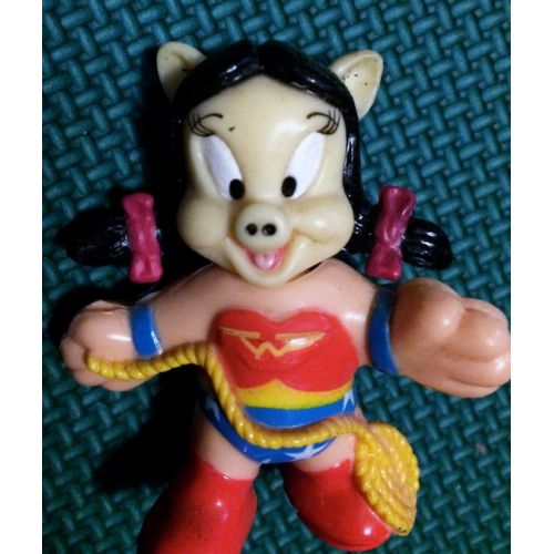  FabFinds42 Wonder Woman,Petunia Doll,Pig Doll,Porky Pig,Pig Toy,Pig Figurine,Super Woman Toy,Vinyl Pig Figure,Small Pig,Supehero Toy,Superhero Figure