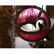 FabStainedGlass Romantic Swan Stained Glass Decor Gift for a Friend, this sublime piece is also a perfect Birthday or Hostess Gift