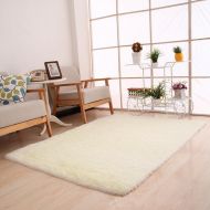 Fabal Fluffy Rugs Anti-Skid Shaggy Area Rug Dining Room Home Bedroom Carpet Floor Mat (White)