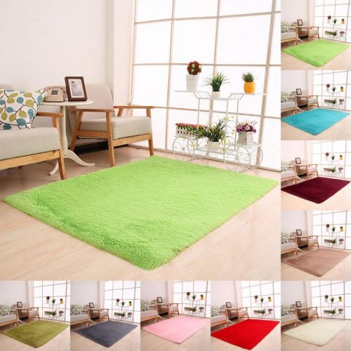  Fabal Fluffy Rugs Anti-Skid Shaggy Area Rug Dining Room Home Bedroom Carpet Floor Mat (White)