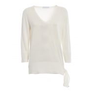Fabiana Filippi Knot detailed white cotton sweater