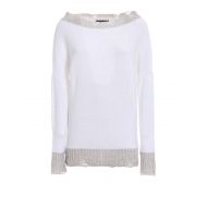 Fabiana Filippi Beige trimmed white cotton sweater