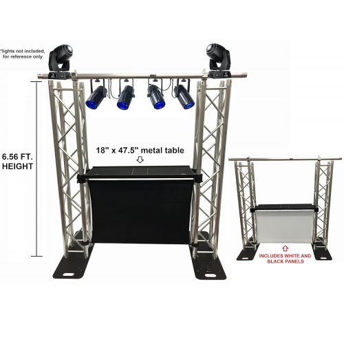  Cedarslink DJ Event Facade WhiteBlack Scrims Aluminum Truss Booth 6.56 Arch truss System Detachable Metal Table And Facade ! 6.56 ft. Top Bar!