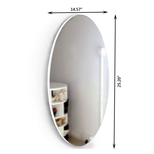  Facilehome Oval Wall Mounted Mirror Dressing Mirror Frameless,Bedroom or Bathroom Mirror,Horizontal or Vertical(25.1 x 14.8)