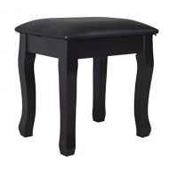 Facilehome Wooden Dressing Vanity Stool Makeup Stool Makeup Chair Bench with Cushion Piano and Solid Wood Legs Seat Chair (Black)