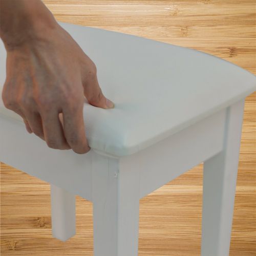  Facilehome Vanity Stool Dressing Stool with Cushion and Solid Legs (White)