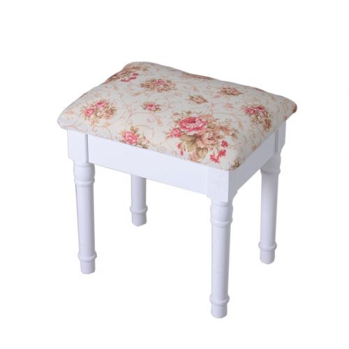  Facilehome Vanity Table Set with Flip Top Makeup Dressing Table Writing Desk with 2 Drawers Cushioned Stool,White