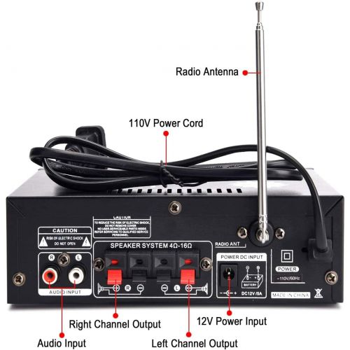  Facmogu 298A Wireless Bluetooth 5.0 Stereo Audio Amplifier, Max 300W+300W Dual Channel Power Sound Receiver w/USB, SD Card, FM Radio for Home Speakers & Theater System with Remote