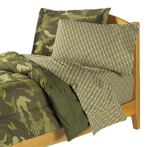  Dream Factory Geo Camo Army Boys Comforter Set, Green, Twin