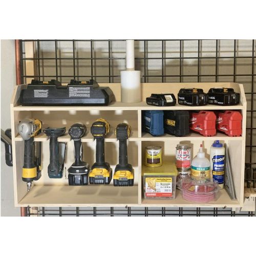  Factory Crafts Cordless Drill Tool Holder Organization Rack Wood Shelf Case Organizer 5-Slot Multi Storage