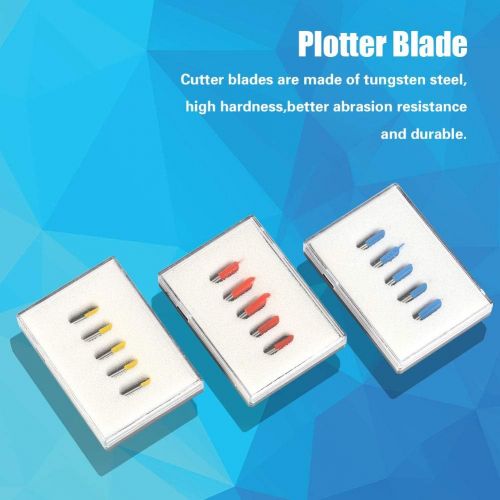  [아마존베스트]Fafeicy Vinyl Cutter Blade, 15pcs 30/45/60 Degree, Cutting Plotter Blades, with blades holder, for All Standard Cast and Vinyls Cutter, Red Yellow Blue