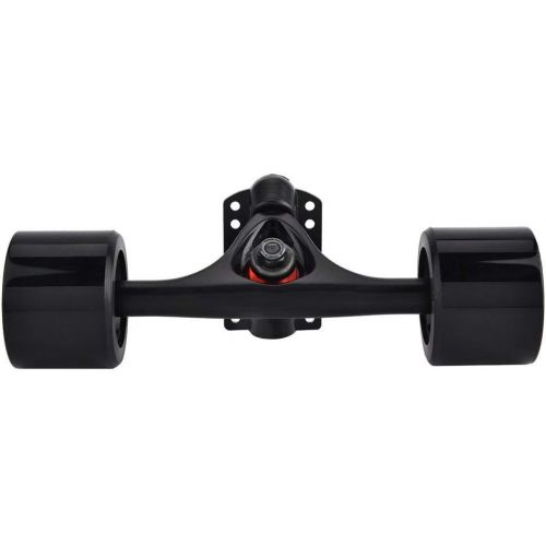  Fafeims 2pcs/Set 10.24in Skateboard Longboard Truck Combo Set with Wheel Riser Pad Bearing Hardware Accessory (Black Shaft Black Wheel)