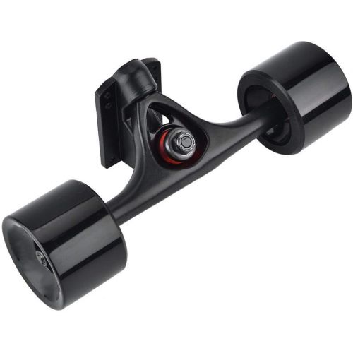  Fafeims 2pcs/Set 10.24in Skateboard Longboard Truck Combo Set with Wheel Riser Pad Bearing Hardware Accessory (Black Shaft Black Wheel)