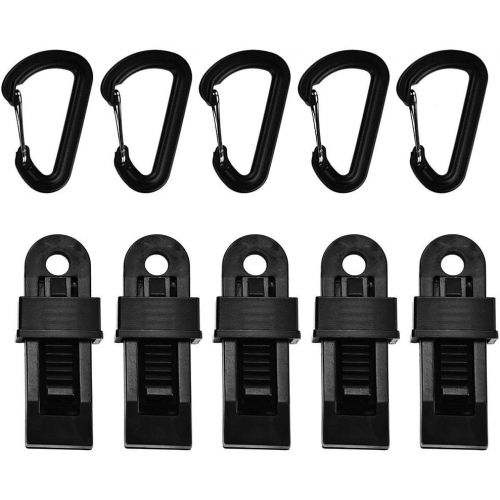  Fafeims 5 Pcs Tent Clip Tent Snaps with 5 Pcs D Shape Locks Camping Accessories for Camping Awning Canopy Clamp