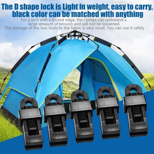  Fafeims 5 Pcs Tent Clip Tent Snaps with 5 Pcs D Shape Locks Camping Accessories for Camping Awning Canopy Clamp