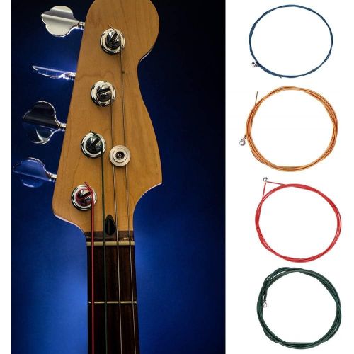  [아마존베스트]Fafeims Electric Bass String, 4 Piece Steel String for Electric Bass Imported Hexagonal Steel Core Bass Part Accessories