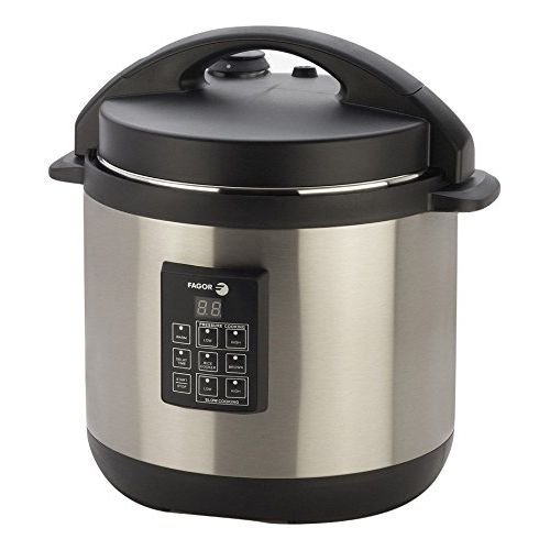  Fagor 3-in-1 6-Quart Multi-Use Pressure Cooker, Slow Cooker and Rice Cooker, Stainless-Steel - 670040230