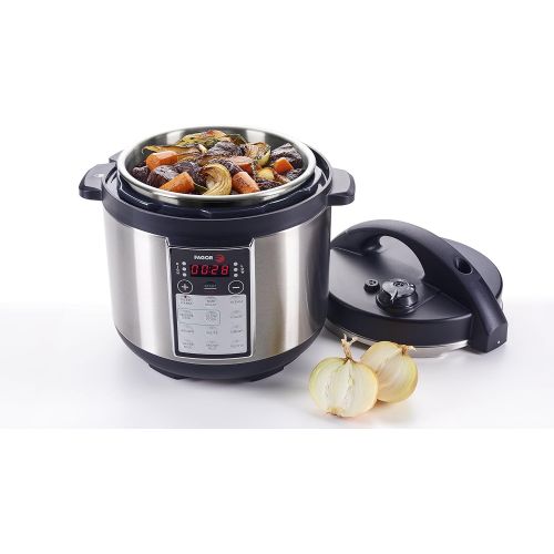  Fagor LUX Multi-Cooker, 6 quart, Electric Pressure Cooker, Slow Cooker, Rice Cooker, Yogurt Maker and more, Silver - 670041880