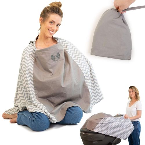  [아마존베스트]Fair-e-Trade 360° Nursing Cover Poncho Style - Rigid Neckline Breastfeeding Cover with Carry Bag - Covers...