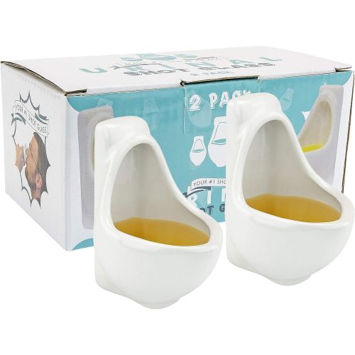  [아마존베스트]Fairly Odd Novelties Urinal Shot Glasses, Set of 2 Funny Bathroom Humor Gag White Elephant Gift, 1.5-Ounce