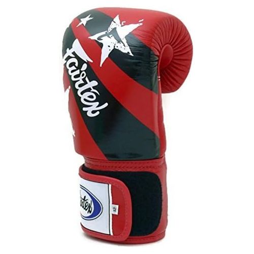  Fairtex Muay Thai Boxing Gloves. BGV1 - Nation Print. Limited Edition. Color: Red. Size: 12 14 16 oz. Training, Sparring Gloves for Boxing, Kick Boxing, MMA (Red, 16 oz)
