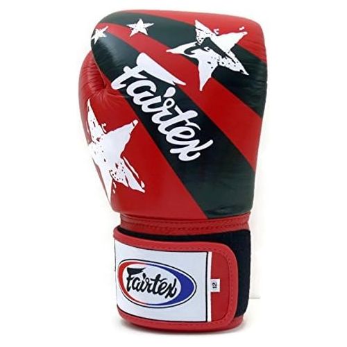  Fairtex Muay Thai Boxing Gloves. BGV1 - Nation Print. Limited Edition. Color: Red. Size: 12 14 16 oz. Training, Sparring Gloves for Boxing, Kick Boxing, MMA (Red, 16 oz)