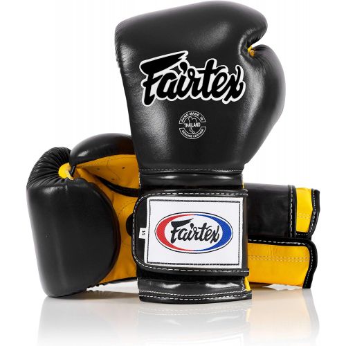  Fairtex Muay Thai Boxing Gloves BGV9 - Heavy Hitter Mexican Style - Minor Change Black Marina Blue 12 14 16 oz Training & Sparring Gloves for Kick Boxing MMA K1