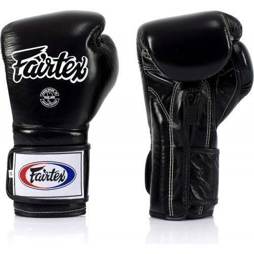  Fairtex Muay Thai Boxing Gloves BGV9 - Heavy Hitter Mexican Style - Minor Change Black Marina Blue 12 14 16 oz Training & Sparring Gloves for Kick Boxing MMA K1