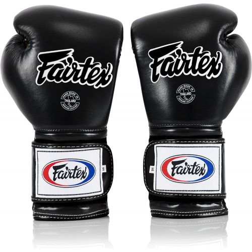  Fairtex Muay Thai Boxing Gloves BGV9 - Heavy Hitter Mexican Style - Minor Change Black Marina Blue 12 14 16 oz Training & Sparring Gloves for Kick Boxing MMA K1
