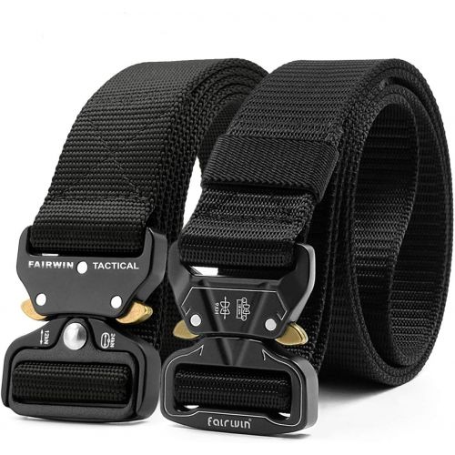  Fairwin Tactical Belt, 2 Pack 1.5 Inch Military Tactical Belts for Men - Carry Tool Belt