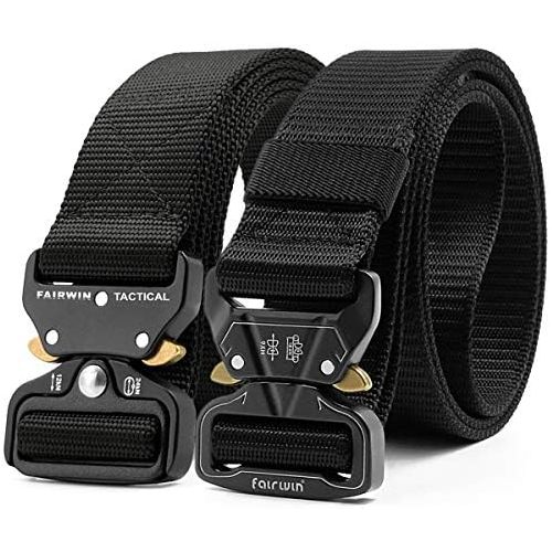  Fairwin Tactical Belt, 2 Pack 1.5 Inch Military Tactical Belts for Men - Carry Tool Belt