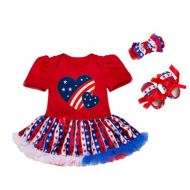 Fairy Baby 1st 4th of July Baby Girl Outfit Tutu Dress Skirt Set 4pcs Costume Clothing Set