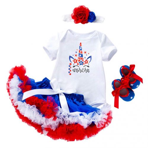  Fairy Baby 1st 4th of July Baby Girl Outfit Tutu Dress Skirt Set 4pcs Costume Clothing Set