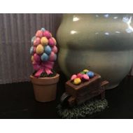 FairyBestWishes Fairy Garden | Unique Spring Easter Miniature Accessories | Egg Topiary Egg Wheelbarrow | Cute Springtime Decor for Fairies & Gnomes!