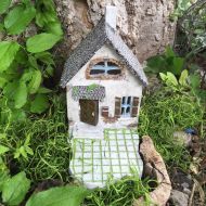 FairyBestWishes Fairy Garden | Mini Hollybrook Cottage House | Miniature Resin Home Hinged Door and Attached Patio | Perfect for Fairies & Gnomes Value!