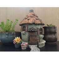 FairyBestWishes Fairy Garden | Nutty Nook 4-pc Set | Charming Cottage Flowers Stone Path | Miniature Resin Hut Home Thatch Roof Fairies Gnomes | Gift Idea!