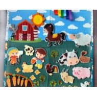 Baby activity mat montessori board FELT FARM Montessori panel for 1 year old baby pllay mat Childrens rug by FairyTaleMasters