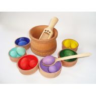 /Fairyitemshop Sorting toy balls and eggs. Wood rainbow balls. Wood rainbow eggs. Wooden balls. Wooden eggs. Wooden toys