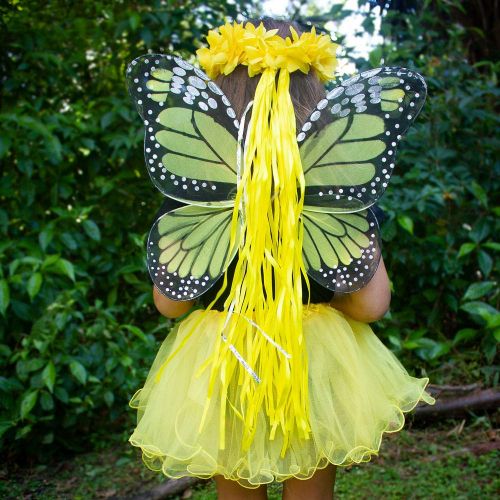  Fairytale Play Girls Yellow Butterfly Monarch Dress Up Costume Age 3-7