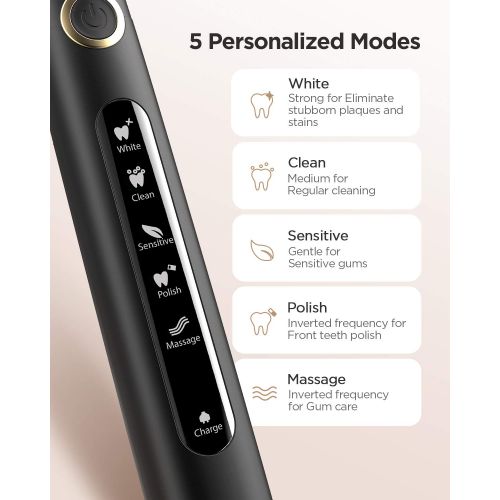  [아마존핫딜][아마존 핫딜] Fairywill Electric Toothbrush Rechargeable Cleaning as Dentist with 5 Modes 8 Brush Heads, Whitening Sonic Toothbrushes for Adults Braces Cleaning, Built-in Smart Timer Travel Case