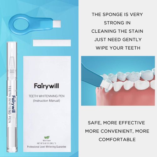  [아마존 핫딜] Fairywill Teeth Whitening Pen (3 Pack) 35 Percent Carbamide Peroxide Gel Whiten Teeth, Teeth Whitening Pen Kits Remove Coffee and Tea Stains Professional Dental Whitener