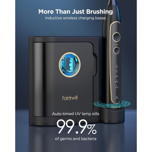  [아마존 핫딜] Fairywill PRO Sonic Electric Toothbrush with UV Sanitizer, Ultraviolet Sanitizing and Charging Base& Sterilizing Charging Travel Case, Caring Rechargeable Electric Toothbrush Famil