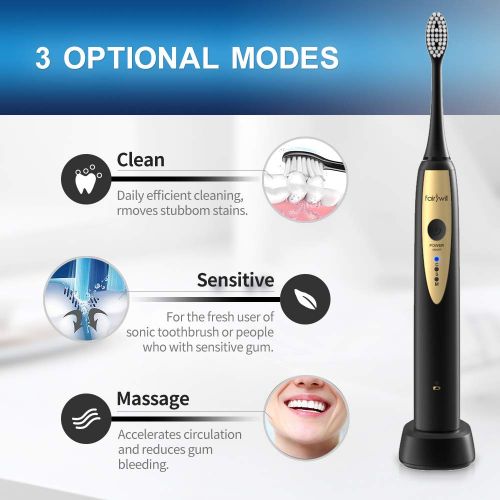  Fairywill Sonic Electric Toothbrush Rechargeable Magnetic Suspension Motor & USB Wireless Charging...