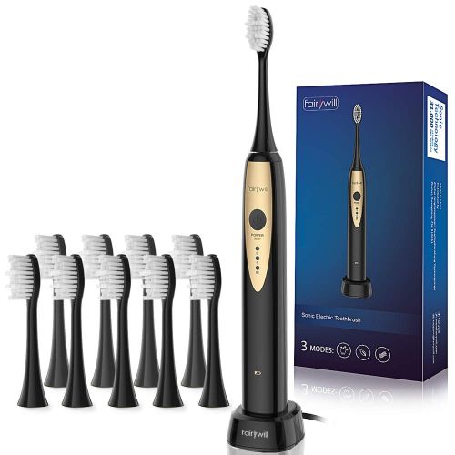  Fairywill Sonic Electric Toothbrush for Adults, with 10 DuPont Brush Heads Ultra-Powerful Cordless...