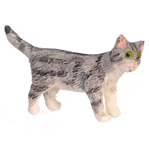  Falcon Miniatures Dollhouse Grey Kitten Standing Turning Right Miniature Pet Cat 1:12