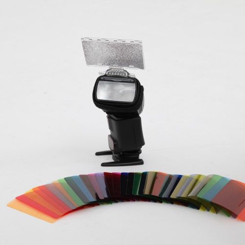  Falcon Eyes CFA-30K Flash Speedlite 30 Colors Color Gel Kit with Barndoor & Reflector & Bag for Canon Nikon YONGNUO GODOX