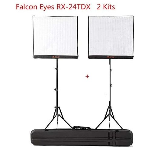  FalconEyes Falcon Eyes RX-24TDX 2 Kits Roll-Flex LED Light 3000K-5600K Bi-Color Dimmable with Lighting Stand and Honeycomb Grid Softbox Diffuser (2Kit RX-24TDX)
