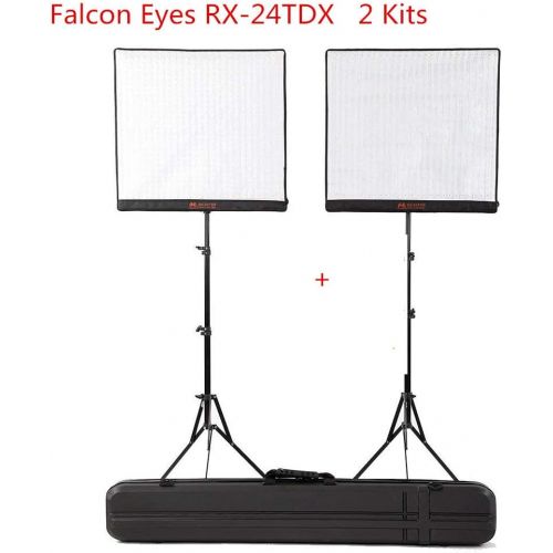  FalconEyes Falcon Eyes RX-24TDX 2 Kits Roll-Flex LED Light 3000K-5600K Bi-Color Dimmable with Lighting Stand and Honeycomb Grid Softbox Diffuser (2Kit RX-24TDX)